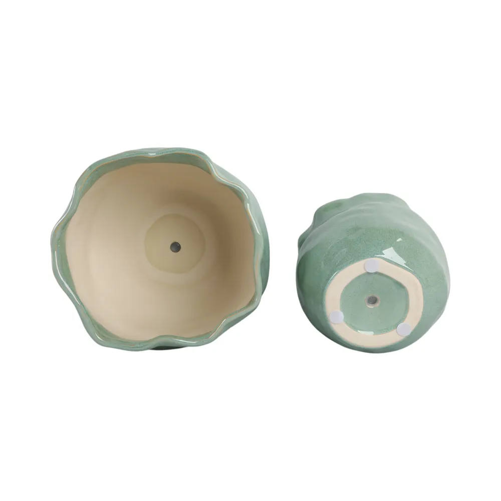 DRAPERSTONE SET OF 2 GREEN PLANTER 9 (IN)