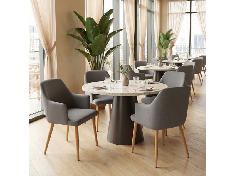 Jorf Dining Table Beige & Bronze 9
