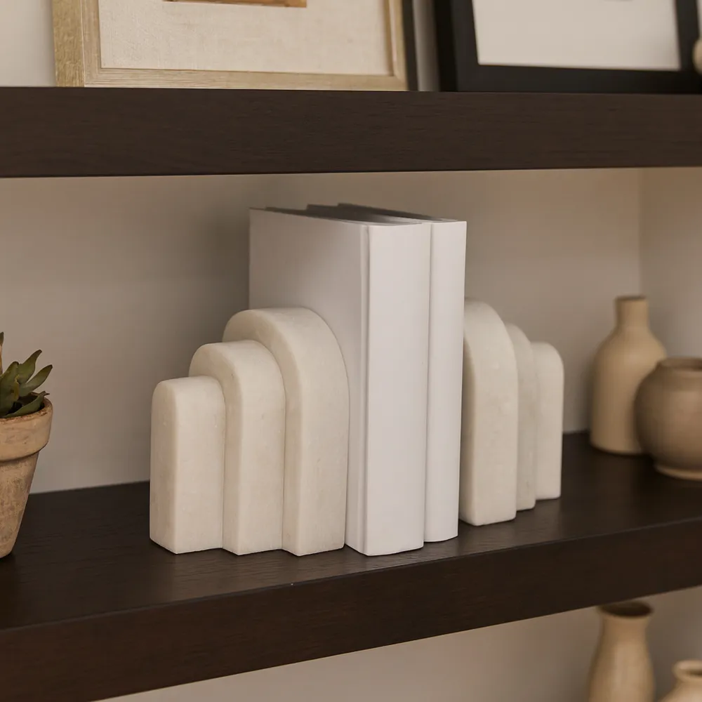 COOPERMOOR SET OF 2 WHITE BOOKENDS 6 (IN)