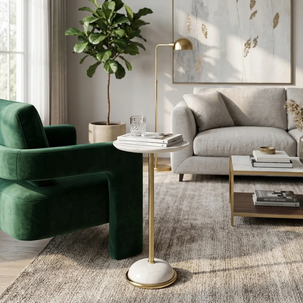 GORDENVIEW WHITE ACCENT TABLE 25 (IN)