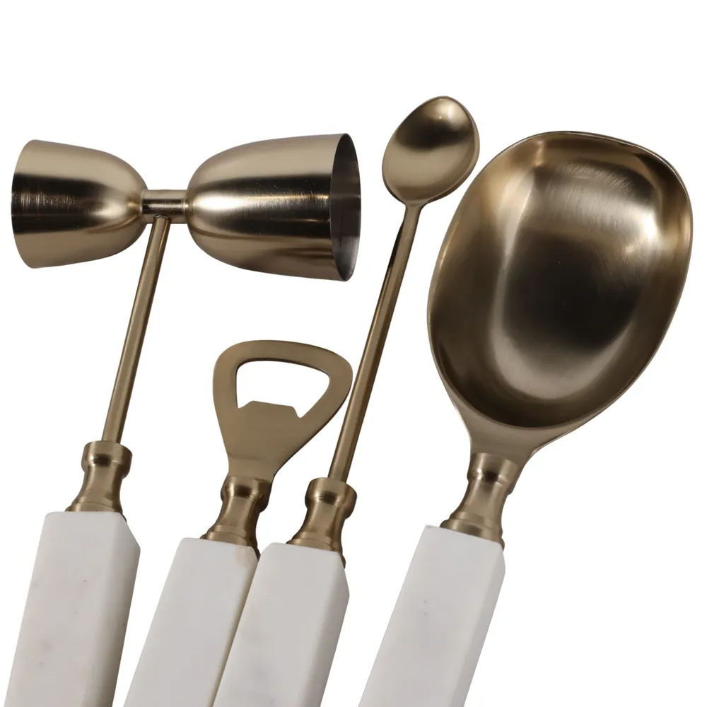 RYECROSS SET OF 4 WHITE BAR ACCESSORIES 2 (IN)