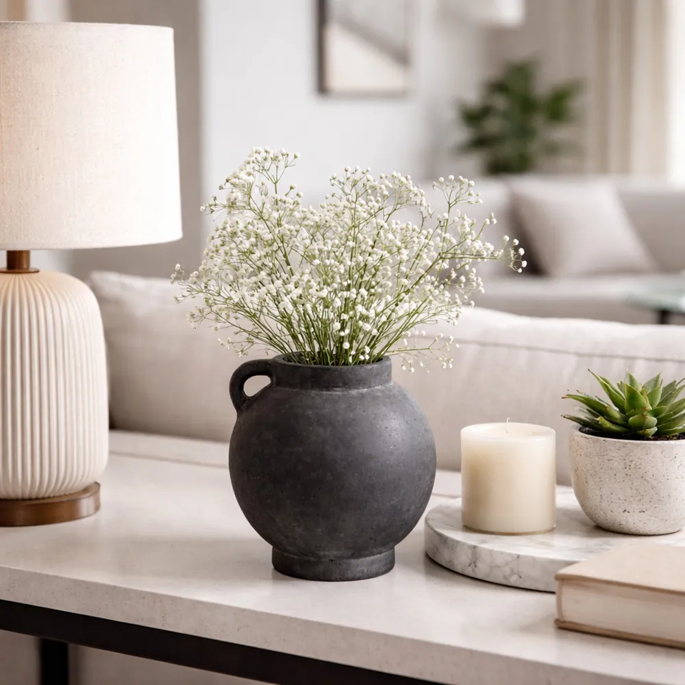 CORBINFORD BLACK VASE 8 (IN)