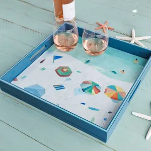Beach Vista Square Lacquer Serving Tray 4