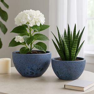 BYRONHAM SET OF 2 BLUE PLANTER 6 (IN) 11