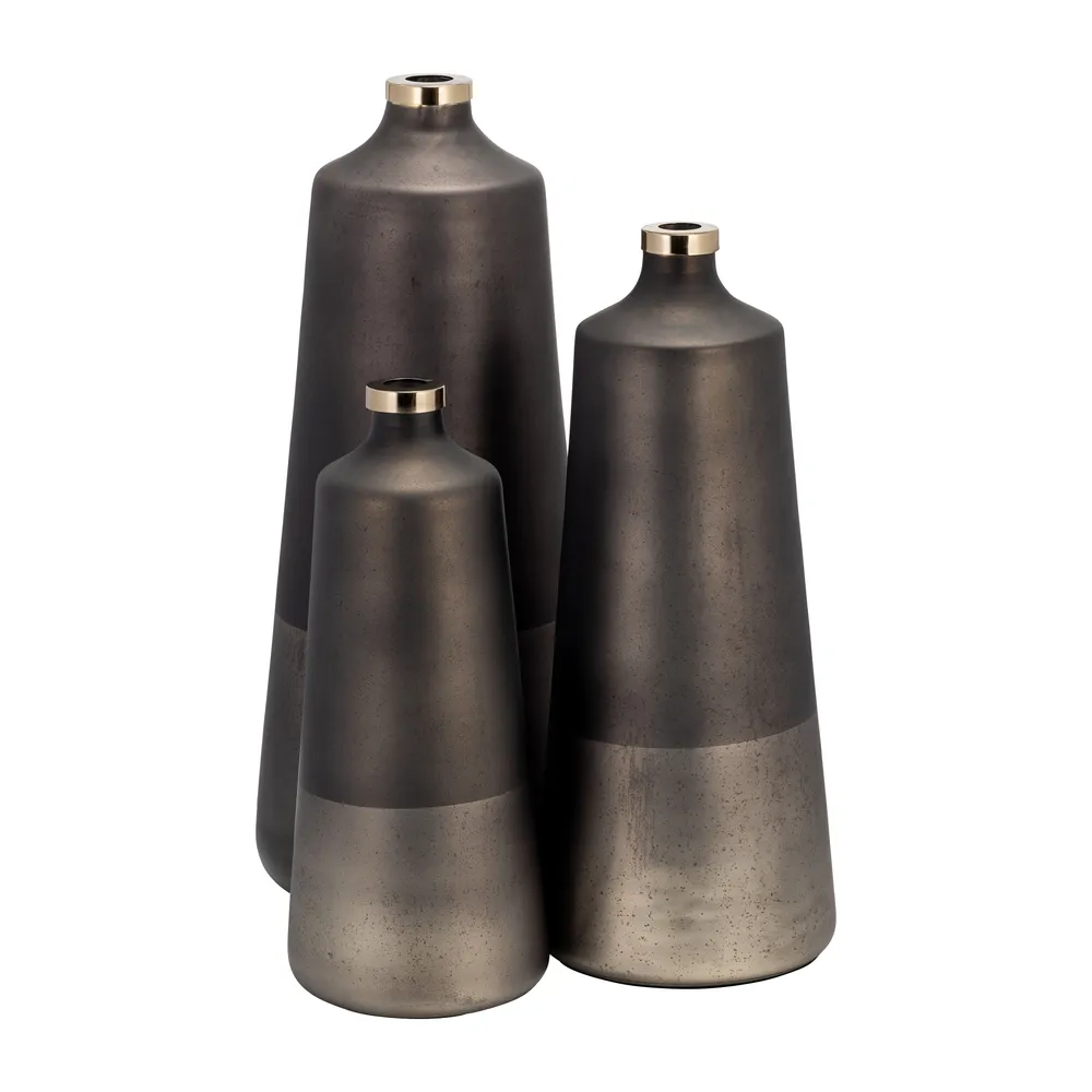 GRISHAMSHAW BRONZE GLASS VASE 21 (IN)
