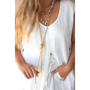 Gold Plain Seed-Beaded Lariat 4