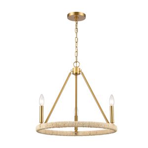 Abaca 20'' Wide 3-Light Chandelier - Brushed Gold 1