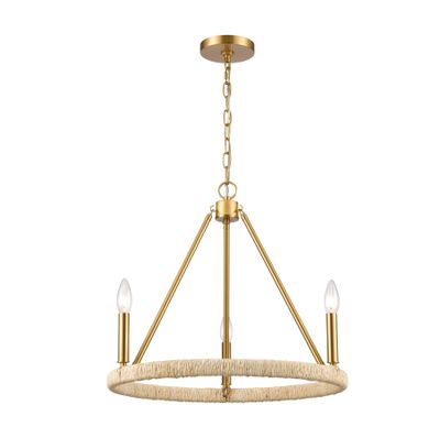 Abaca 20'' Wide 3-Light Chandelier - Brushed Gold