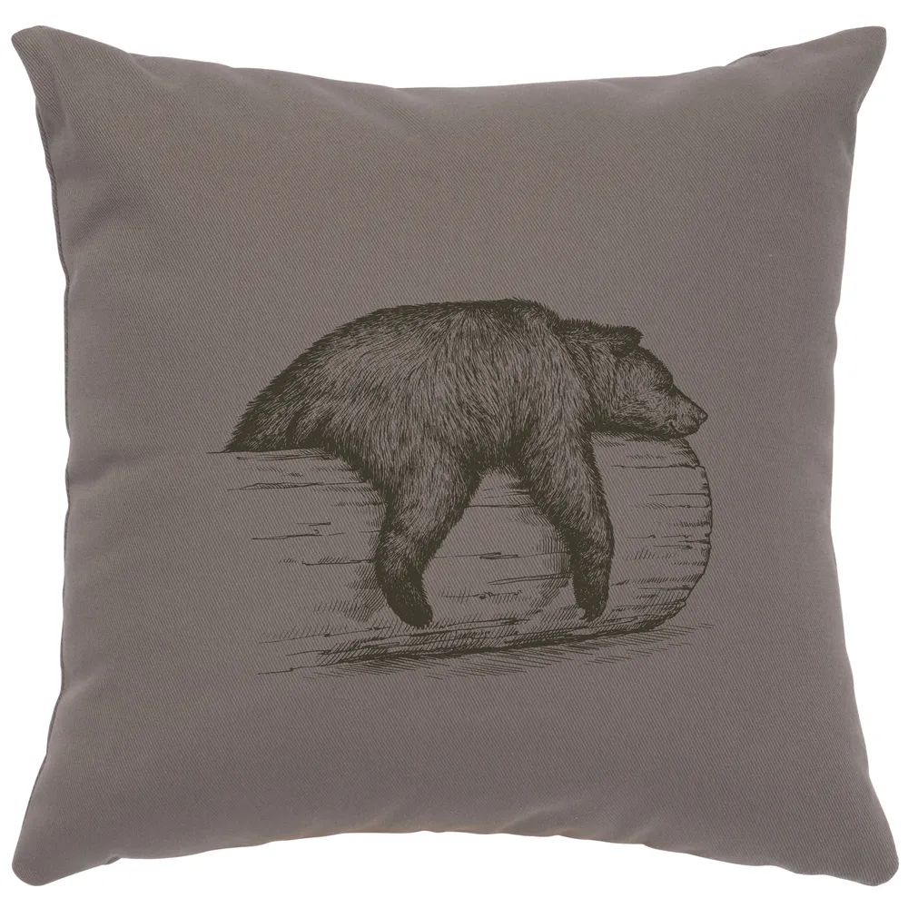 Image Pillow - Bear on a Log - Cotton Chrome