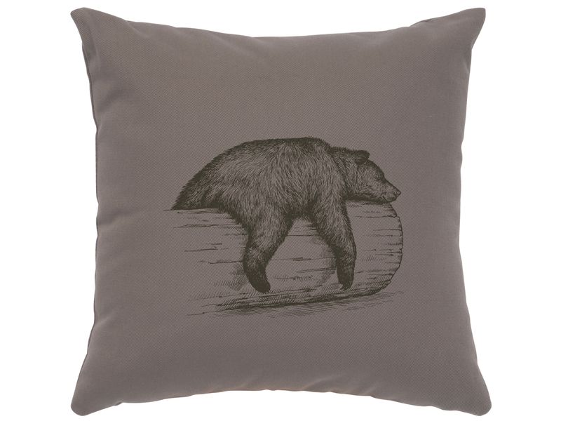 Image Pillow - Bear on a Log - Cotton Chrome 1