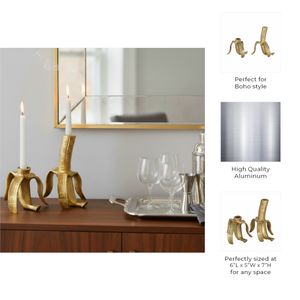 HAXTONGROVE SET OF 2 GOLD CANDLE HOLDER 7 (IN) 9