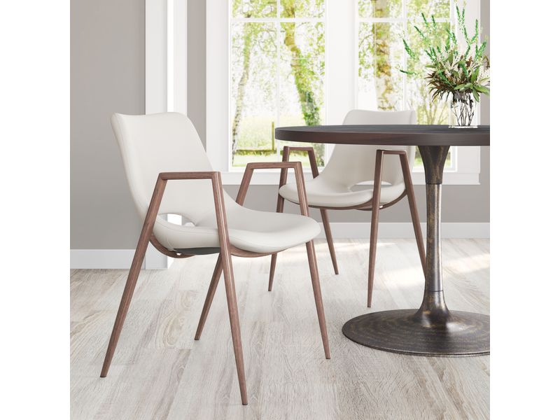 Desi Dining Chair Beige & Walnut 2