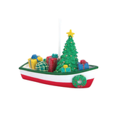 CRUISERS BOAT CHRISTMAS ORNAMENT W SPINNING PROPELLER - DOLPHIN FAMILY 1
