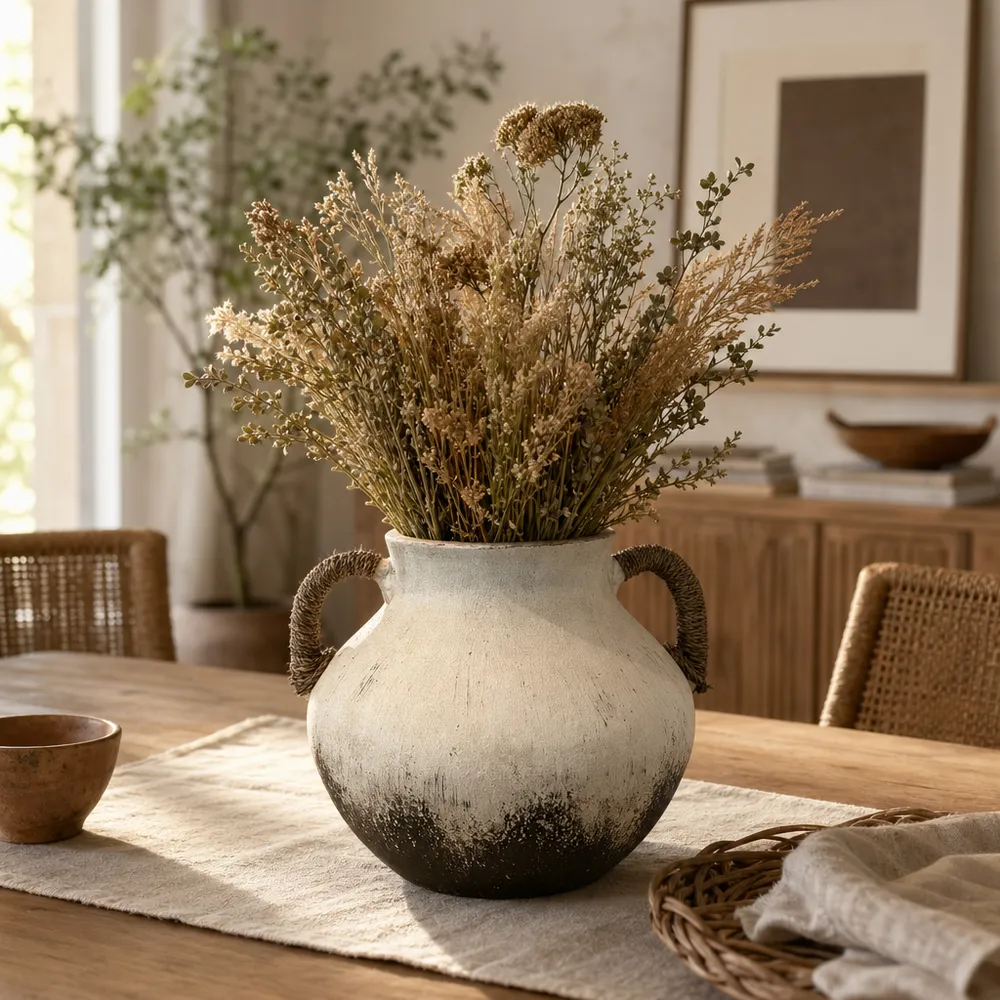 ALMAMILL WHITE VASE 10 (IN)