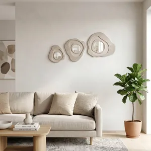 BROGANWICK SET OF 3 IVORY MIRRORS 25 (IN) 10