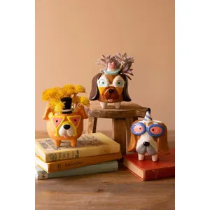 Set of 3 Ceramic Party Puppy Planters 1