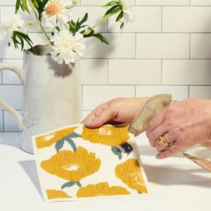 Icelandic Poppies Gold blu Eco Sponge Cloths (Set of 2) 5
