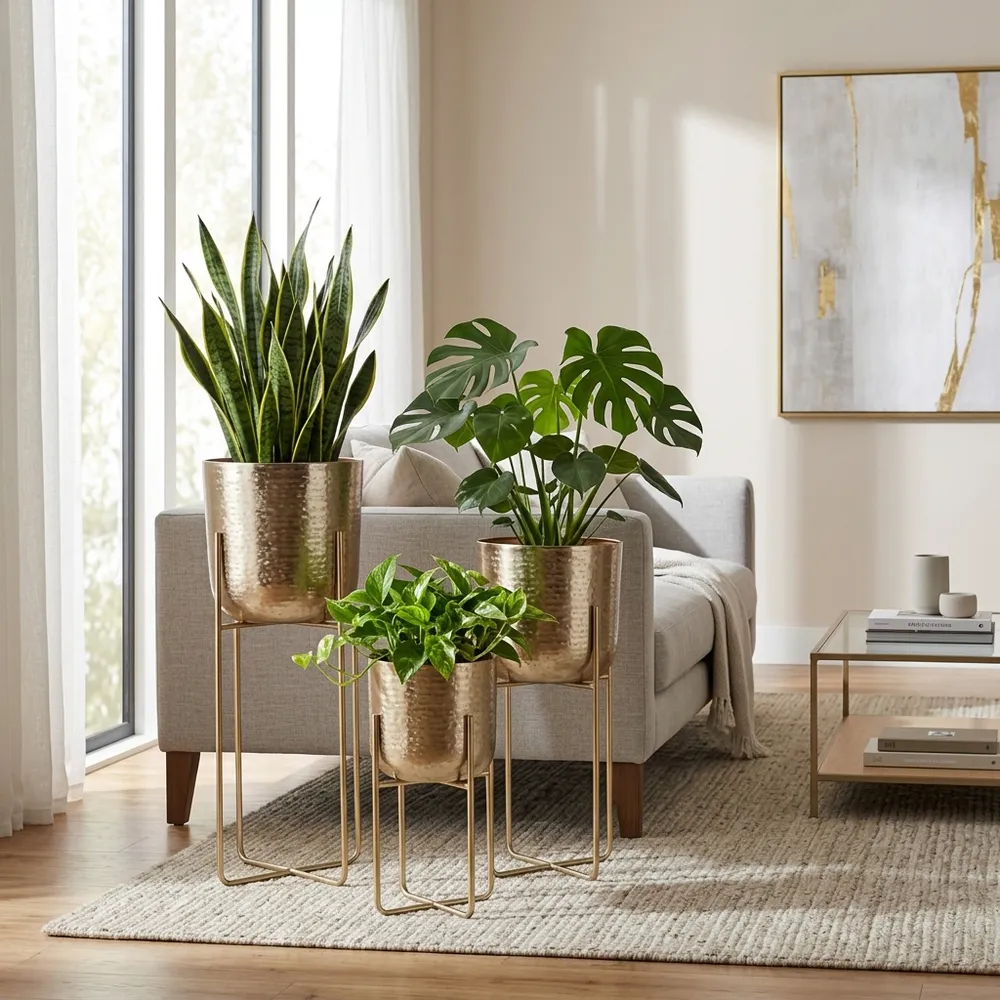 SKYECROSS SET OF 3 GOLD PLANTER 27 (IN)