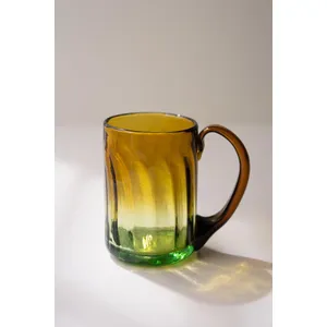 Recycled Fluted Amber Glass Mug with Handle 2