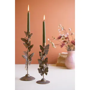 Set of 2 Butterflies Taper Candle Holders 1