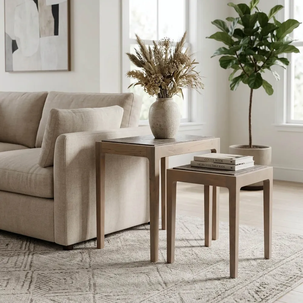 CALDERCROSS SET OF 2 BROWN TABLE 22 (IN)