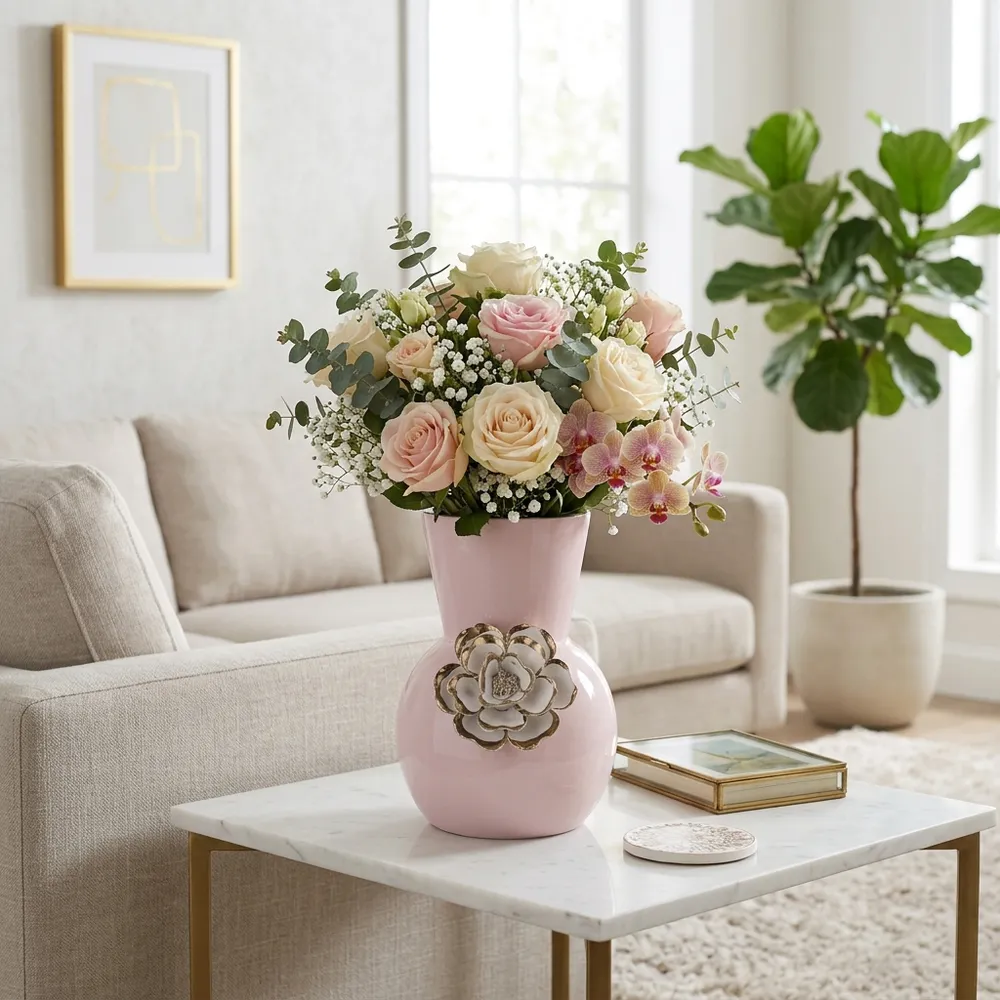 BRENTONRUN PINK VASE 9 (IN)