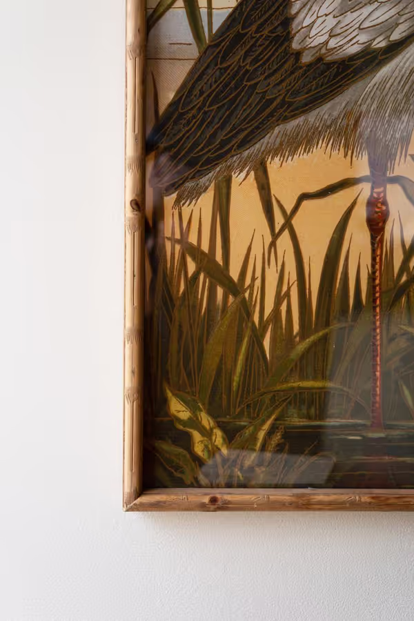 Set of 2 Framed Heron Prints under Glass