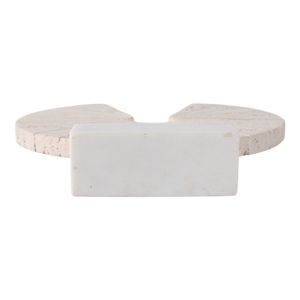 11X10" TRAVERTINE OPEN CIRCLE ON MARBLE BASE, TAN/ 8