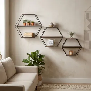 KEATONWOOD SET OF 3 BLACK WALL SHELF 22 (IN) 10