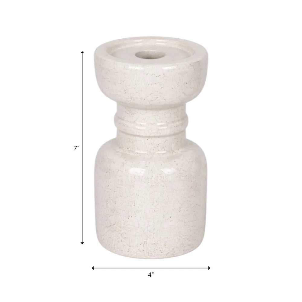 BARTONTON WHITE CANDLE HOLDER 7 (IN)