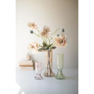 Set of 3 Fluted Glass Vases 1
