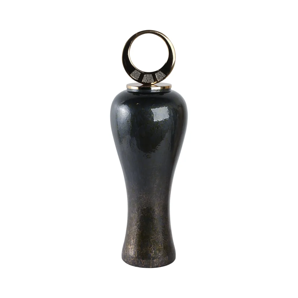 THORNTON BLACK GLASS VASE 27 (IN)