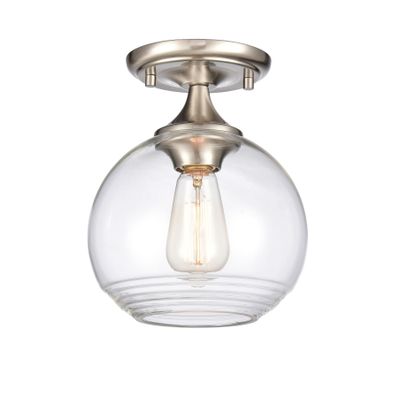 Angie 8″ Wide 1-Light Semi Flush Mount - Satin Nickel