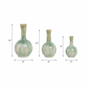 AVAGROVE SET OF 3 GREEN VASES 14 (IN) 9