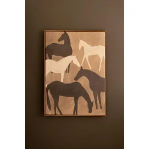 Framed Five Horses Painting 1