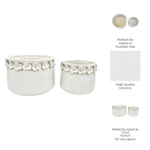 CROSBYGROVE SET OF 2 WHITE PLANTER 7 (IN) 10