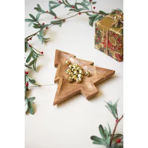 Carved Wooden Christmas Tree Platter 1