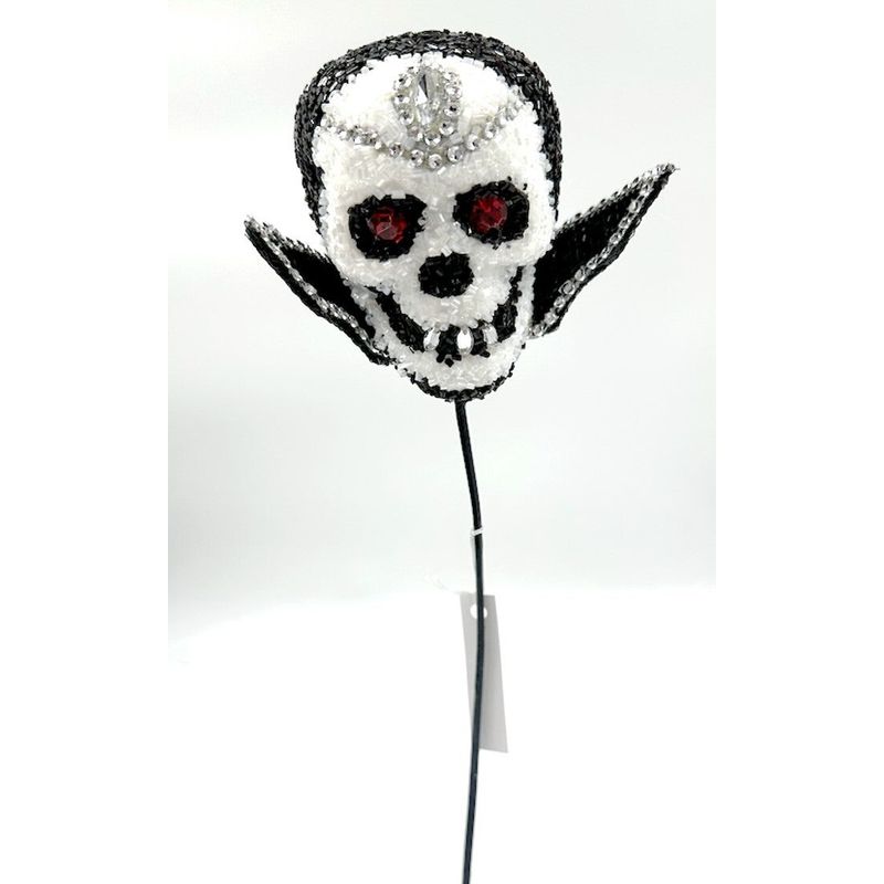 14IN JEWEL SKULL W/BAT WING PK