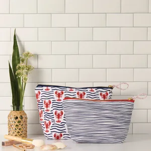 Lobster Waves Essential Canvas Pouch Set of 2 2