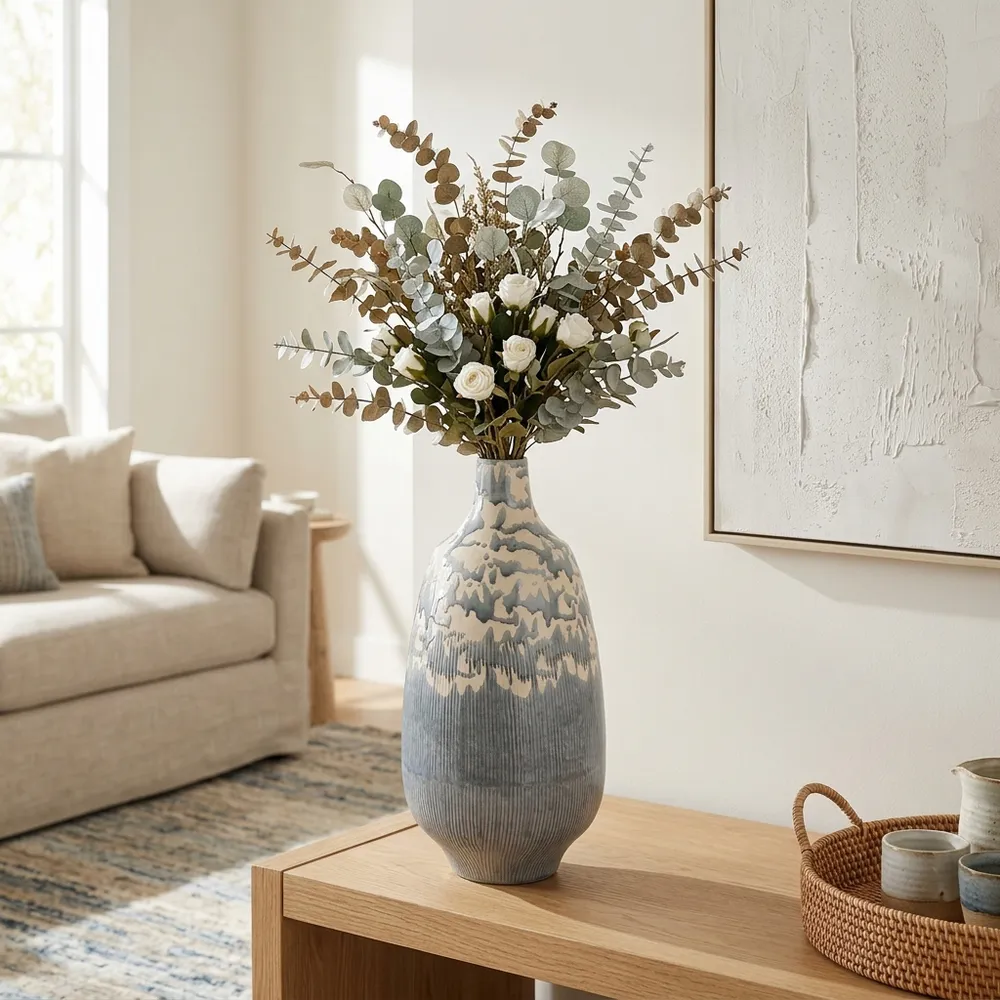 TROY GRAY VASE 18 (IN)