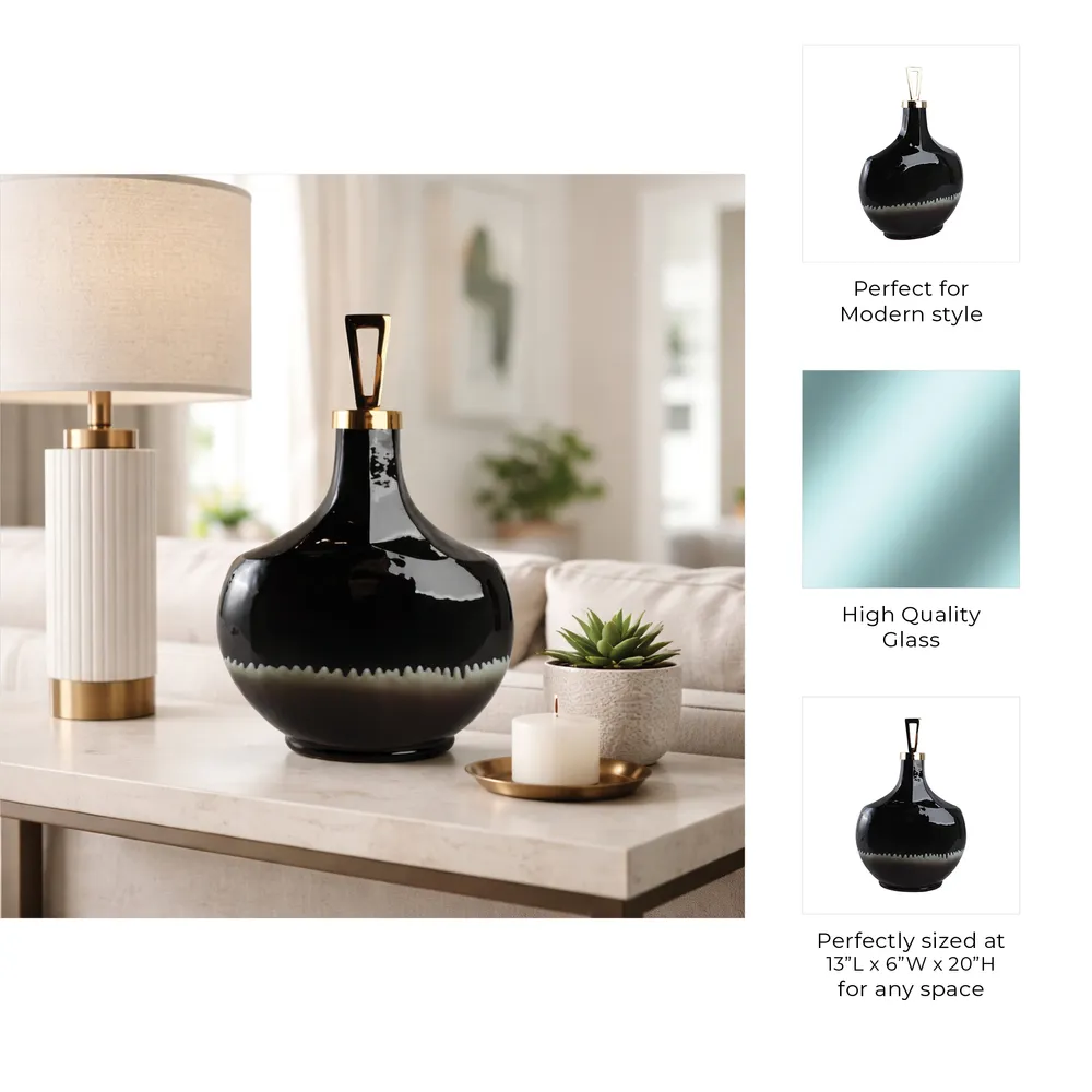 ELMONTGROVE BLACK GLASS VASE 20 (IN)
