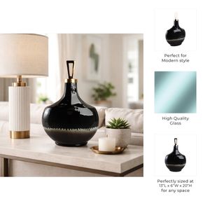 ELMONTGROVE BLACK GLASS VASE 20 (IN) 10