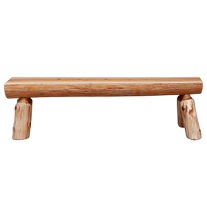 Cedar Log 36-inch Half-log Bench - Wood Seat - Coffee 3