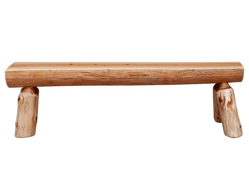 Cedar Log 36-inch Half-log Bench - Wood Seat - Coffee 3