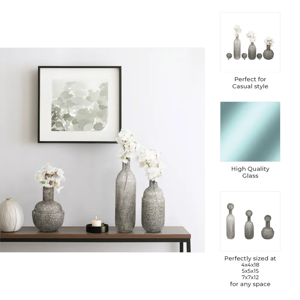 BURTONBURN SET OF 3 GRAY GLASS VASES 18 (IN)