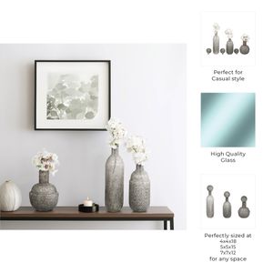 BURTONBURN SET OF 3 GRAY GLASS VASES 18 (IN) 11