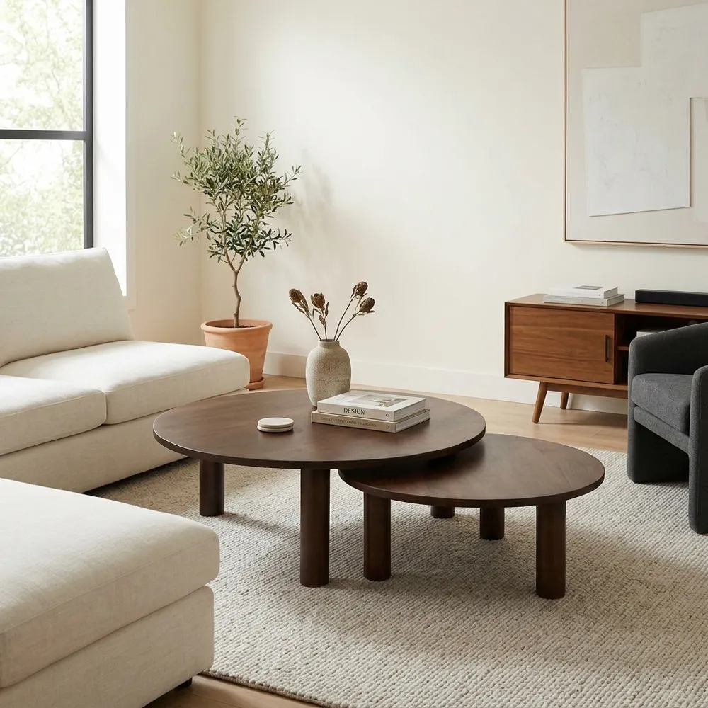 FORRESTBROOK SET OF 2 BROWN COFFEE TABLES 16 (IN)