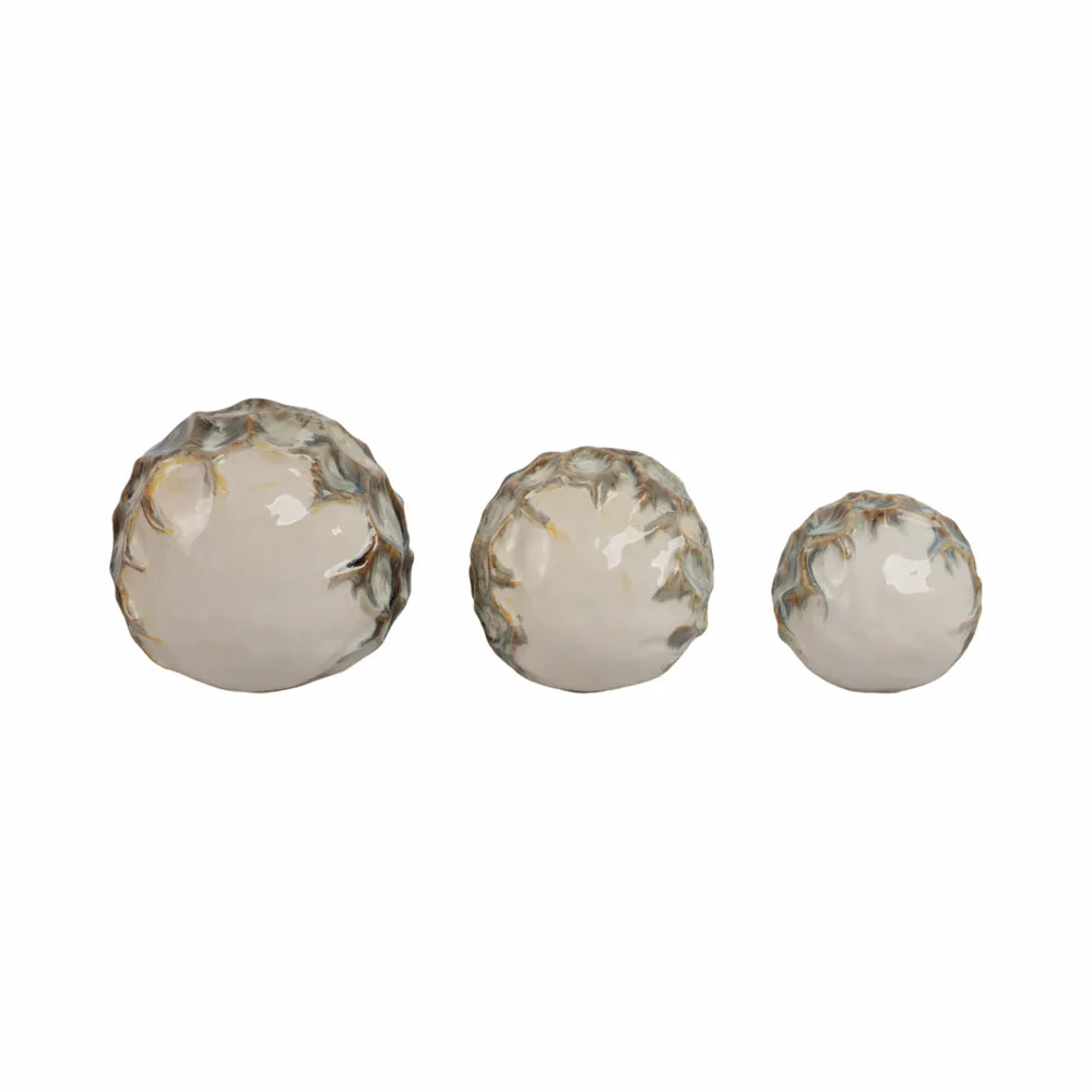 HOLDENVIEW SET OF 3 IVORY ORBS 6 (IN)