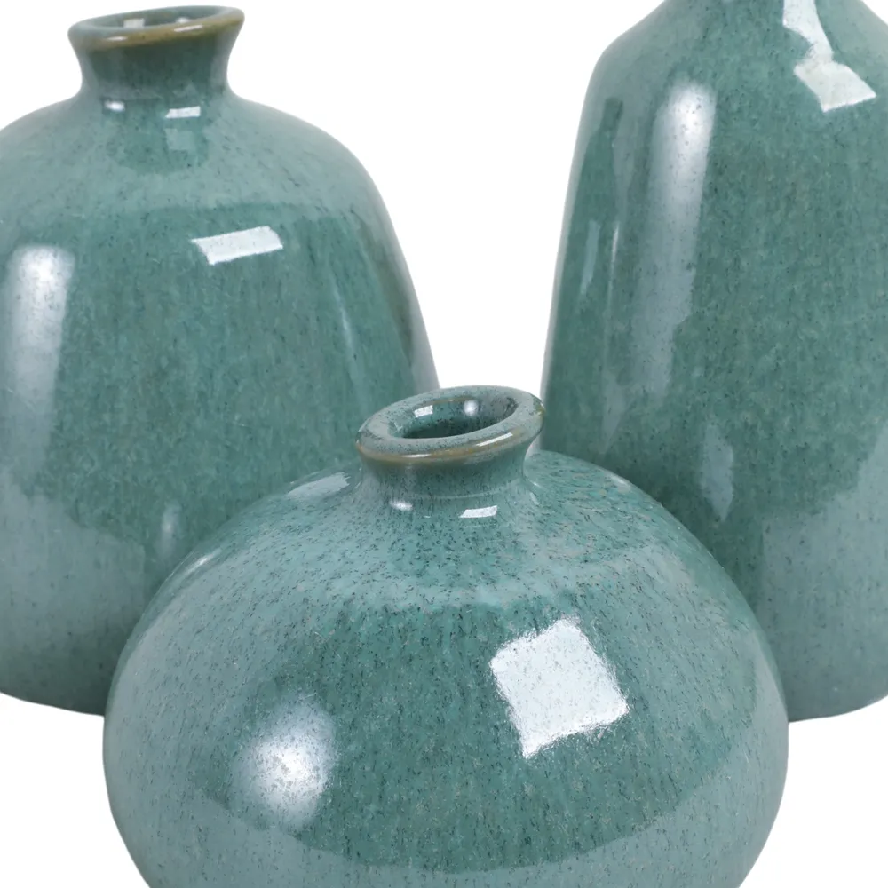 FARGOSIDE SET OF 3 GREEN VASES 9 (IN)