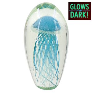 6-1/2" GLASS GREEN JELLYFISH GLOW IN DAR 1